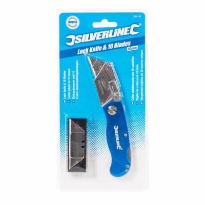 Silverline Lock Knife and 10 Blades 90mm